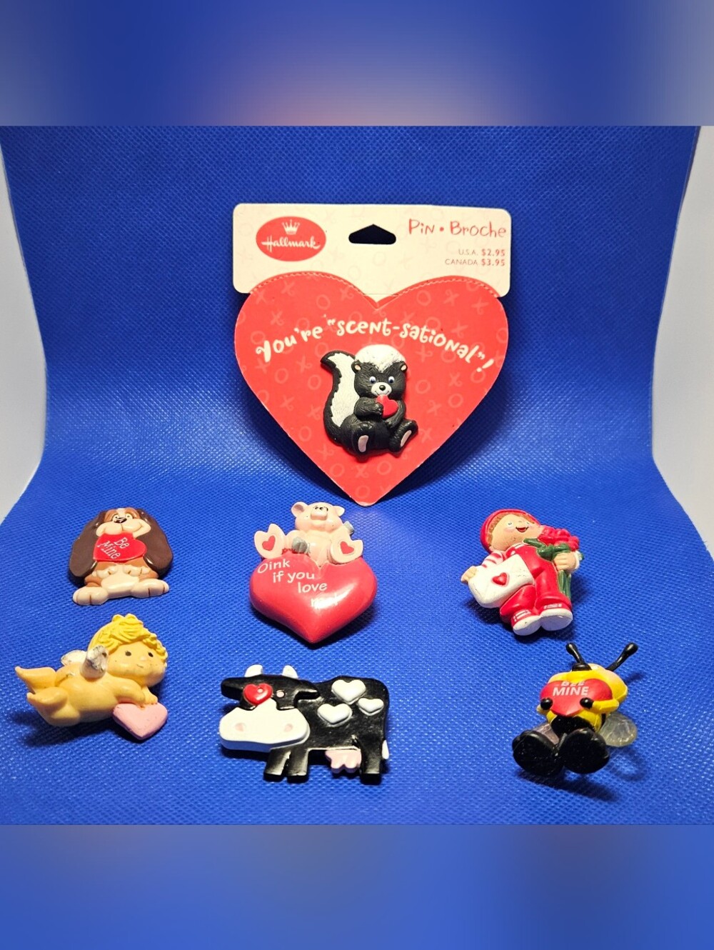 7 Vintage Valentine Pins Brooches Jewelry